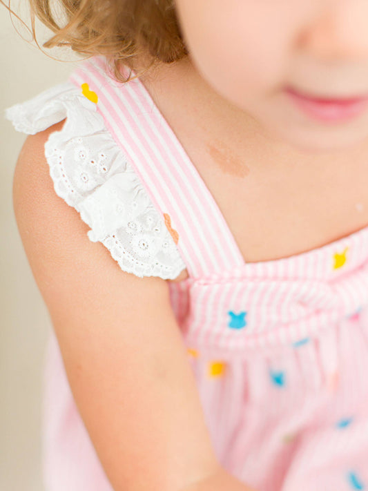 Bunny Stripe Flutter Sleeve Dress