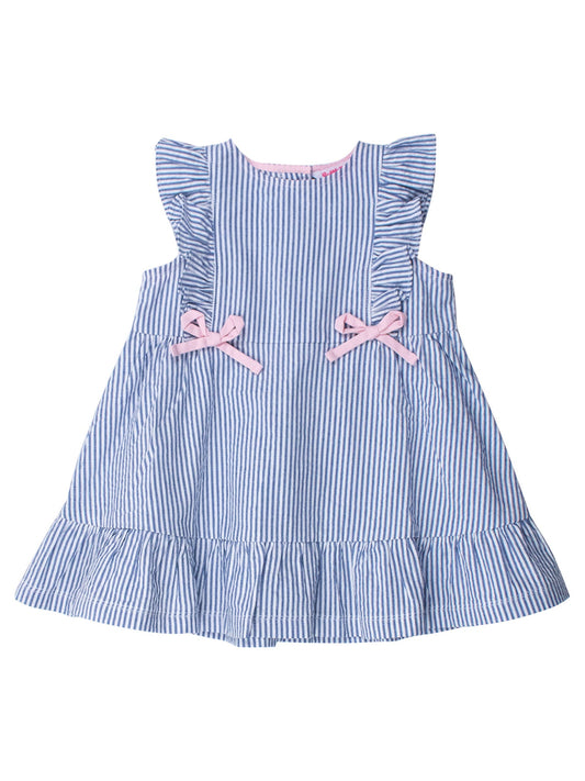Blue Seersucker Pinafore Dress
