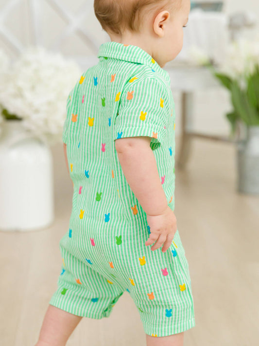 Bunny Stripe Button-Up Romper