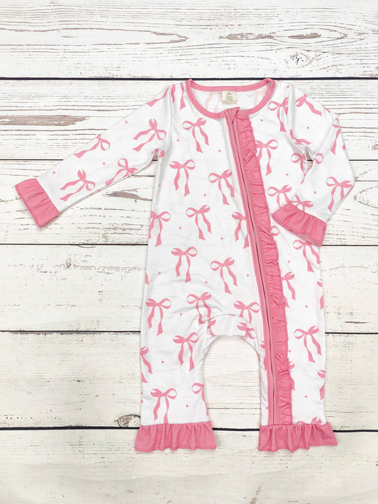 Bow Print Bamboo Zip Sleeper